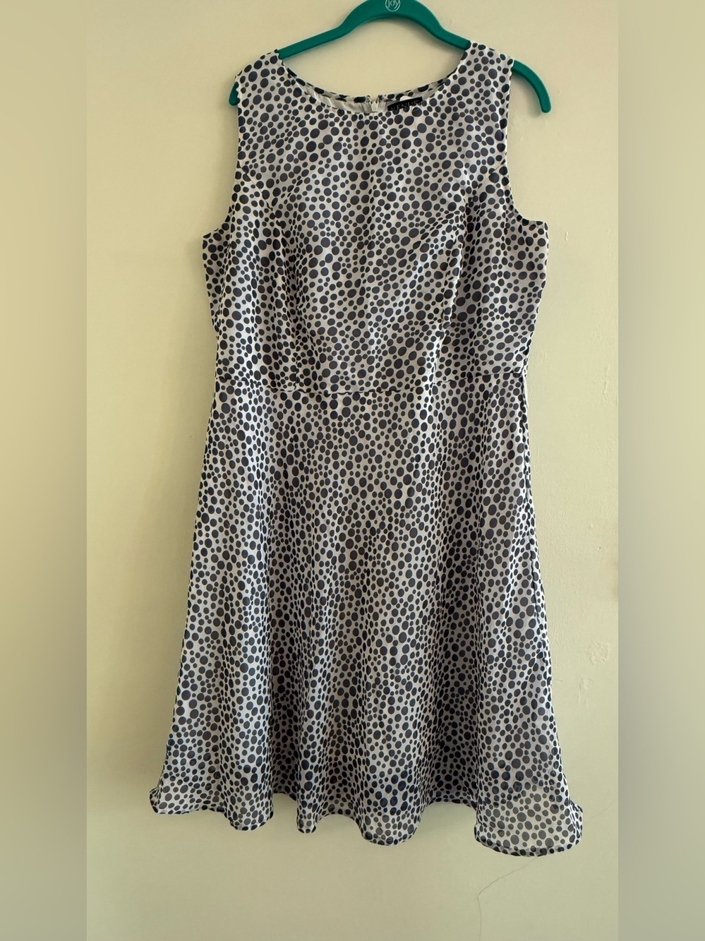 VENUS Cream and Black Polka Dot Midi Dress Size 14